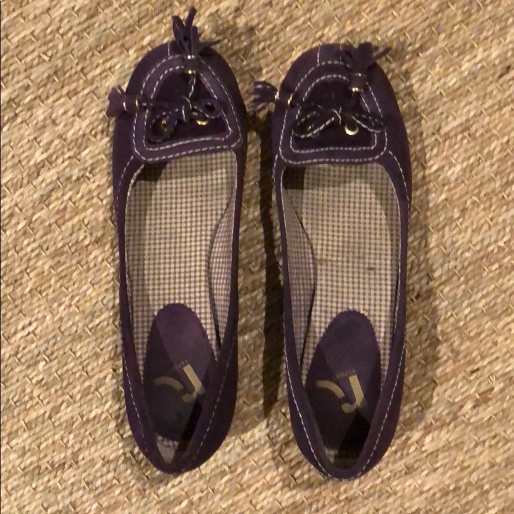 Purple suede flats